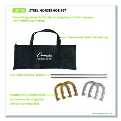 Steel Horseshoe Set, (4) Horseshoes/(2) 24" Stakes/Nylon Carry Bag