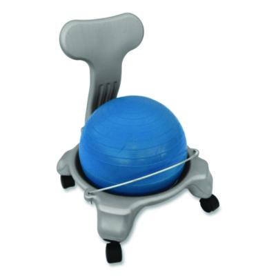 Kid's Ball Chair, Supports Up To 264 Lb, 12.5" Seat Height, Blue Seat, Silver Base