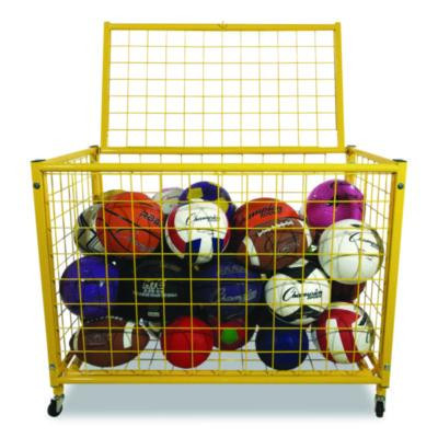 Full Size Lockable Ball Locker, Metal, 132 Lb Capacity, 24 x 42 x 29.75, Yellow