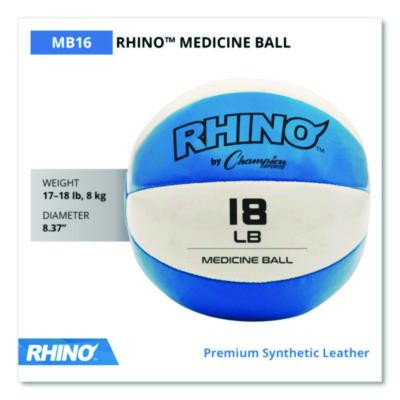 Rhino Leather Medicine Ball, 18 Lb, Teal/White