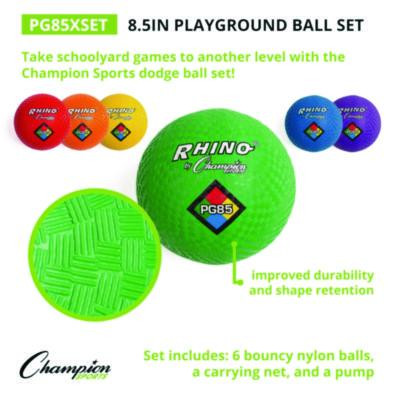 8.5" Playground Ball Set With Air Pump, Assorted Colors, 6/Set