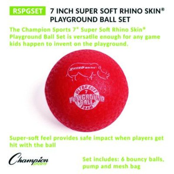 Rhino Soft Playground Ball Set, 8.5" Diameter, Assorted Colors, 6/Set