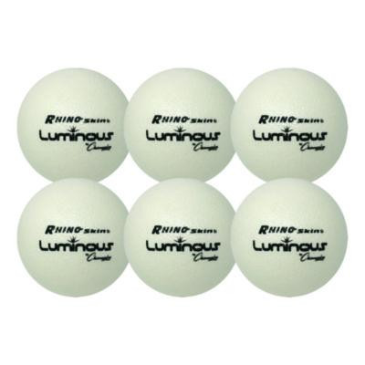 Rhino Skin Luminous Dodgeball Set, 6.3" Diameter, Luminous White/Blue, 6/Set