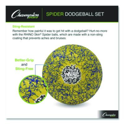 Rhino Skin Spider Dodgeball Set, 6.3" Diameter, Assorted Colors, 6/Set