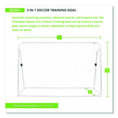 3-In-1 Soccer Training Goal, 6 Ft  x 4 Ft, 1.25" Dia Frame