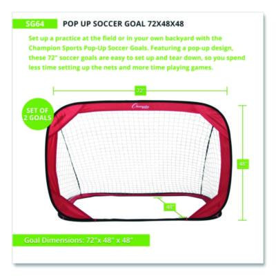 Pop Up Soccer Goal, 72"  x 48", 1.25" Dia, Pair
