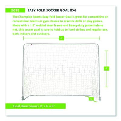 Easy Fold Soccer Goal, 8 Ft x 6 Ft, 1.25" Dia Frame