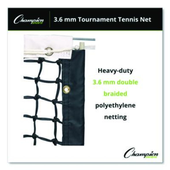 Tournament Tennis Net, 3.6 Mm Double Braided Polyethylene, 42 Ft x 3.5 Ft