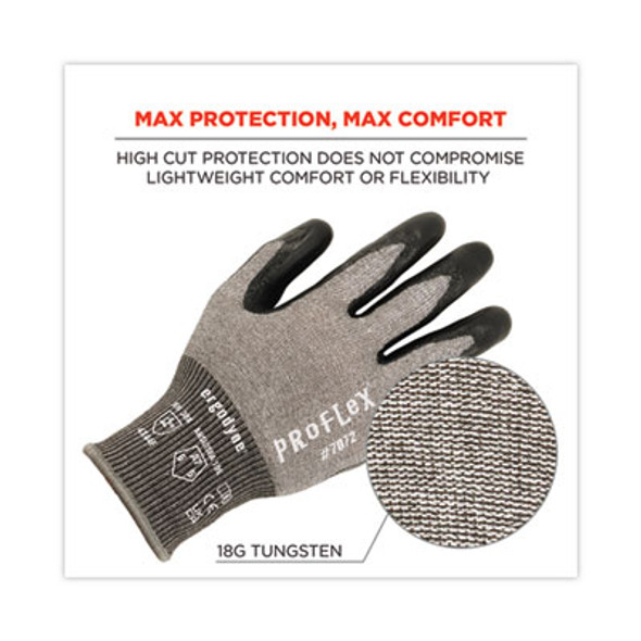 Proflex 7072 Ansi A7 Nitrile-Coated Cr Gloves, En388: 4X44F, 9" Long, Large, Gray, Pair