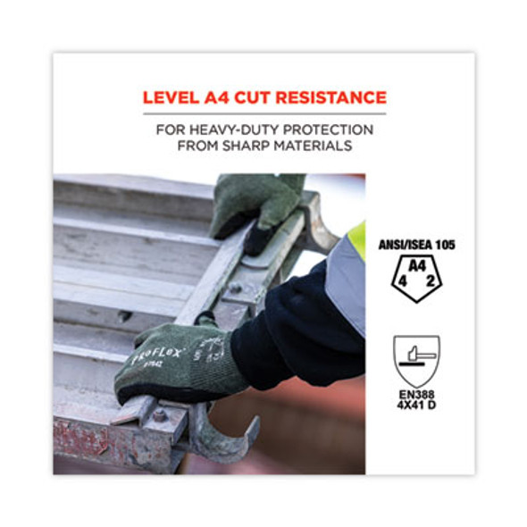 Proflex 7042 Ansi A4 Nitrile-Coated Cr Gloves, En388: 4X41D, 9" Long, Small, Green, Pair