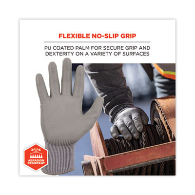Proflex 7024 Ansi A2 Pu Coated Cr Gloves, En388: 4X42B, 9" Long, Large, Gray, 12 Pairs