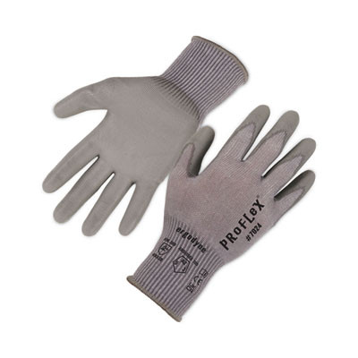 Proflex 7024 Ansi A2 Pu Coated Cr Gloves, En388: 4X42B, 9" Long, Large, Gray, 12 Pairs