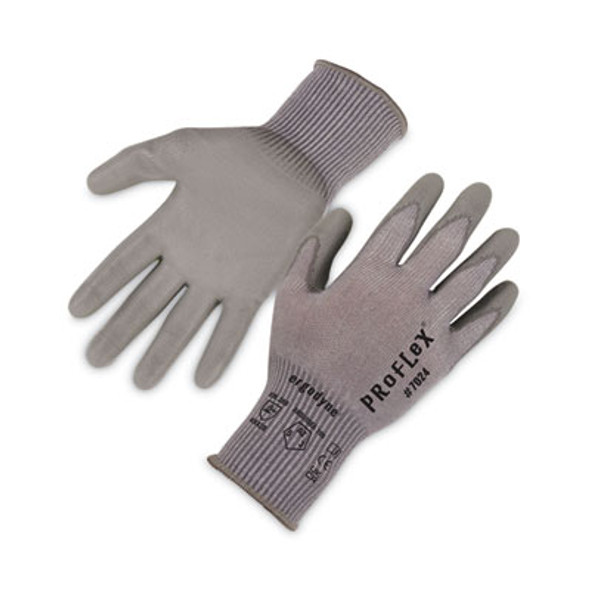 Proflex 7024 Ansi A2 Pu Coated Cr Gloves, En388: 4X42B, 9" Long, Xx-Large, Gray, Pair