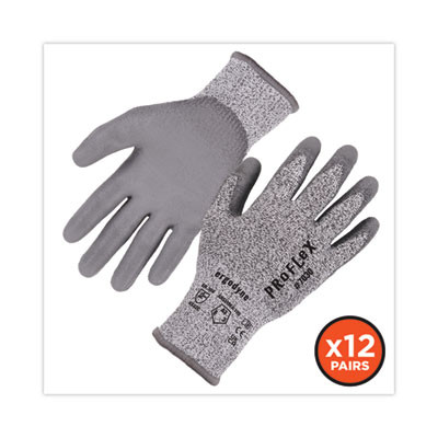 Proflex 7030 Ansi A3 Pu Coated Cr Gloves, En388: 4X42C, 9" Long, Medium, Gray, 12 Pairs