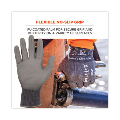 Proflex 7044 Ansi A4 Pu Coated Cr Gloves, En388: 4X42D, 9" Long, Medium, Gray, Pair