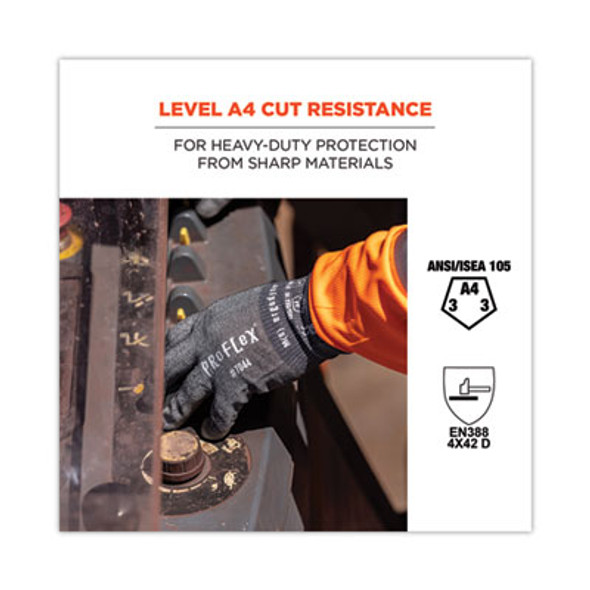 Proflex 7044 Ansi A4 Pu Coated Cr Gloves, En388: 4X42D, 9" Long, X-Large, Gray, Pair
