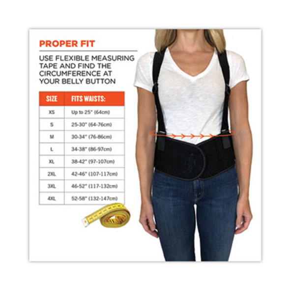 Proflex 1600 Standard Elastic Back Support Brace, 3X-Large, 46" To 52" Waist, Black
