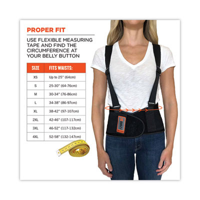 Proflex 2000Sf High-Performance Spandex Back Support Brace, X-Small, 20" To 25" Waist, Black
