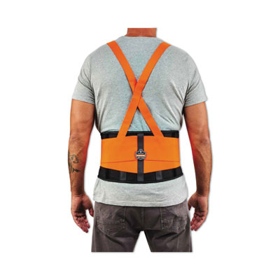 Proflex 100Hv Economy Hi-Vis Spandex Back Support Brace, Small, 25" To 30" Waist, Black/Orange