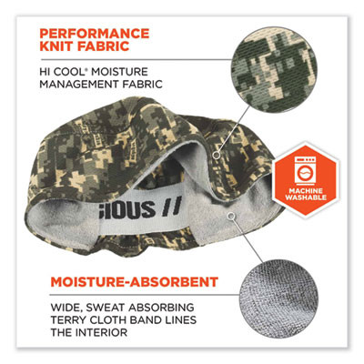 Chill-Its 6630 High-Performance Terry Cloth Skull Cap, Polyester, One Size Fits Most, Camo