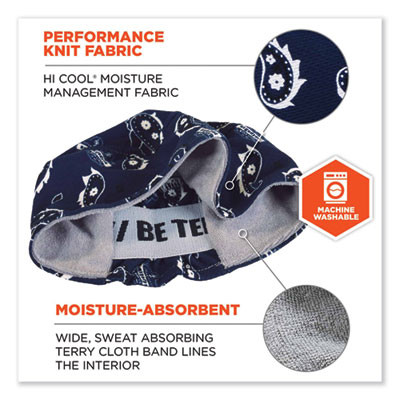 Chill-Its 6630 High-Performance Terry Cloth Skull Cap, Polyester, One Size Fit Most, Navy Western