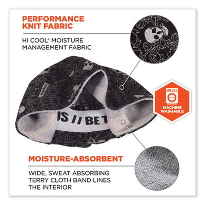 Chill-Its 6630 High-Performance Terry Cloth Skull Cap, Polyester, One Size Fits Most, Skulls