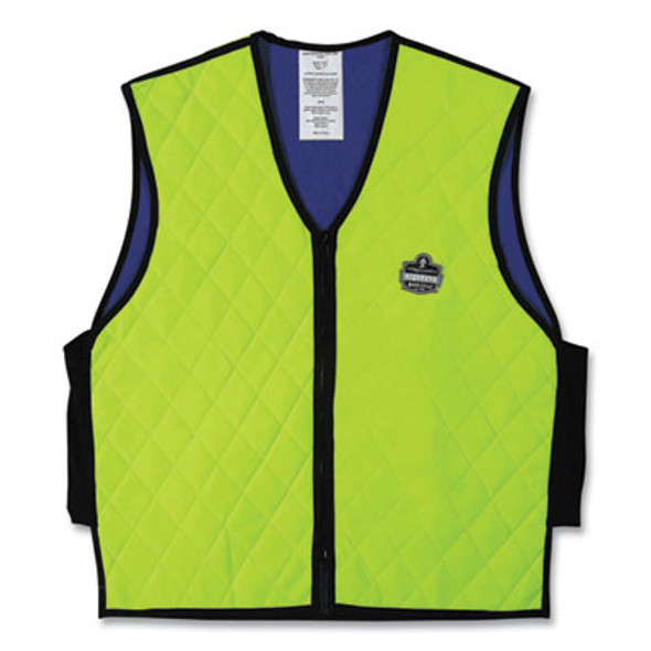 Chill-Its 6665 Embedded Polymer Cooling Vest With Zipper, Nylon/Polymer, Large, Lime