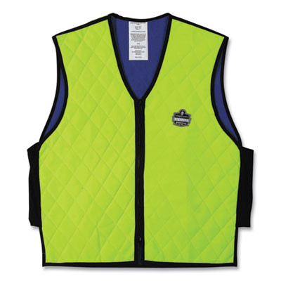 Chill-Its 6665 Embedded Polymer Cooling Vest With Zipper, Nylon/Polymer, Large, Lime