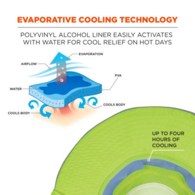 Chill-Its 8935Ct Hi-Vis Pva Ranger Sun Hat, Polyester/Pva, 2X-Large/3X-Large, Lime