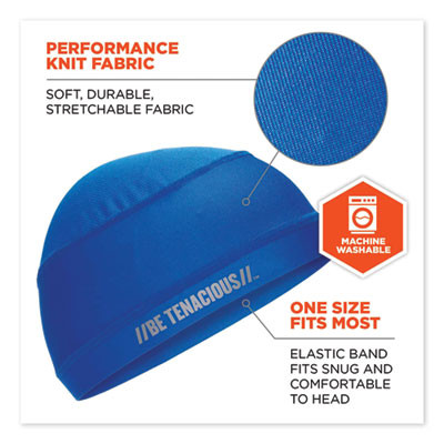 Chill-Its 6632 Performance Knit Cooling Skull Cap, Polyester/Spandex, One Size Fits Most, Blue