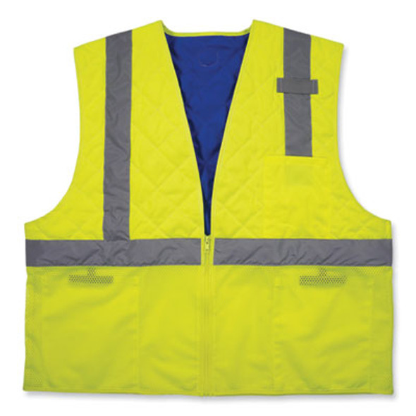 Chill-Its 6668 Class 2 Hi-Vis Safety Cooling Vest, Polymer, Small, Lime