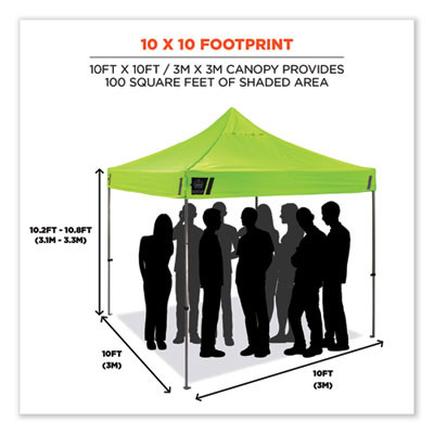 Shax 6000 Heavy-Duty Pop-Up Tent, Single Skin, 10 Ft x 10 Ft, Polyester/Steel, Lime