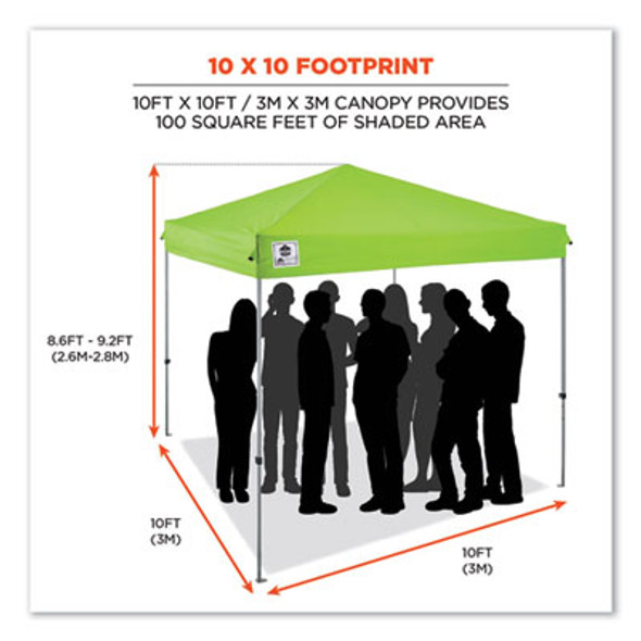 Shax 6010 Lightweight Pop-Up Tent, Single Skin, 10 Ft x 10 Ft, Polyester/Steel, Lime