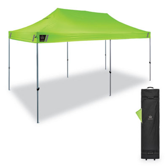 Shax 6015 Heavy-Duty Pop-Up Tent, Single Skin, 10 Ft x 20 Ft, Polyester/Steel, Lime