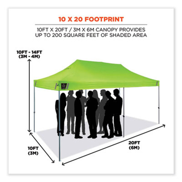 Shax 6015 Heavy-Duty Pop-Up Tent, Single Skin, 10 Ft x 20 Ft, Polyester/Steel, Lime