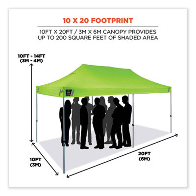 Shax 6015 Heavy-Duty Pop-Up Tent, Single Skin, 10 Ft x 20 Ft, Polyester/Steel, Lime