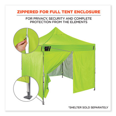 Shax 6096 Pop-Up Tent Sidewall With Zipper, Single Skin, 10 Ft x 10 Ft, Polyester, Lime