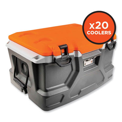Chill-Its 5171 48-Quart Industrial Hard Sided Cooler, Orange/Gray, 20/Pallet