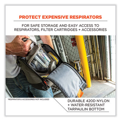 Arsenal 5185 Full Respirator Bag With Zipper Magnetic Closure, 5.5 x 9.5 x 9.5, Gray