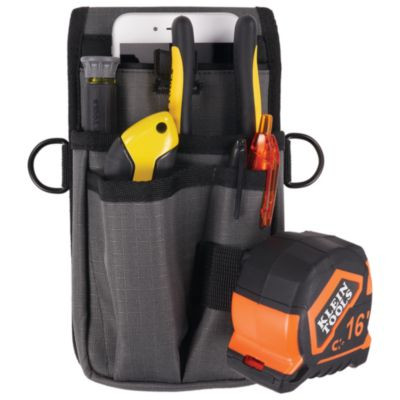 Arsenal 5569 Belt Clip Tool Pouch With Device Holster, 4 Compartments, 5 x 2 x 8.5, Polyester, Gray