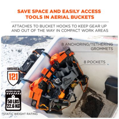 Arsenal 5710 Bucket Truck Tool Board, Tethering Points, 8 Compartments, 24" x 22", Tarpaulin, Gray