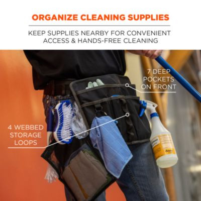 Arsenal 5715 Cleaning Apron Pouch With Pockets, 10 Compartments, 11 x 13.5, Nylon, Black