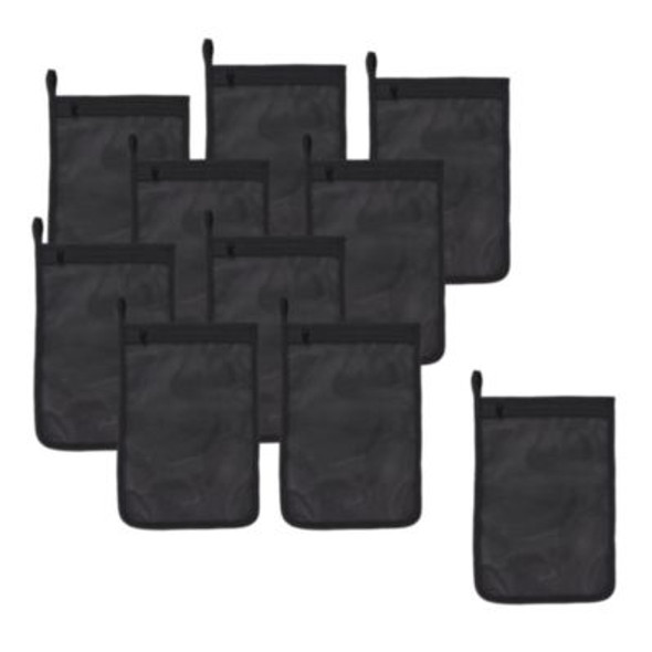 Arsenal 5718 Zippered Mesh Wash Bag, 8 x 10, Polyester, Black, 10/Pack