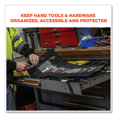 Arsenal 5870 Tool Roll-Up, 25 Compartments, 27 x 14.5, Polyester, Gray