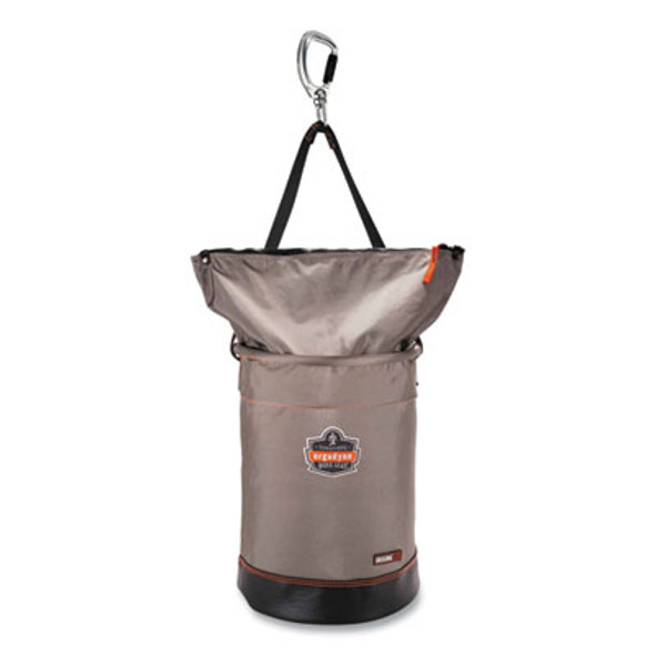 Arsenal 5974 Hoist Bucket Tool Bag With Swiveling Carabiner And Zipper Top, 12.5 x 12.5 x 17, Gray