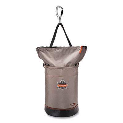 Arsenal 5974 Hoist Bucket Tool Bag With Swiveling Carabiner And Zipper Top, 150 Lb, Gray