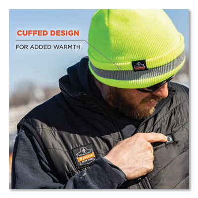 N-Ferno 6803 Reflective Rib Knit Winter Hat, One Size Fits Most, Lime