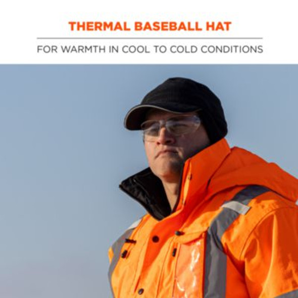 N-Ferno 6807 Winter Baseball Cap With Ear Flaps, One Size Fits Most, Black
