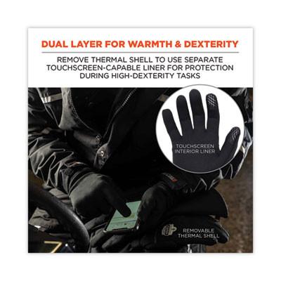 Proflex 825Wp Thermal Waterproof Winter Work Gloves, Medium, Black, Pair