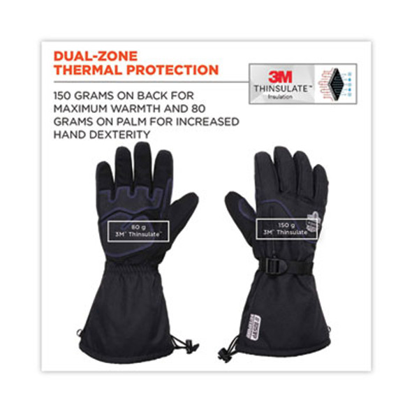 Proflex 825Wp Thermal Waterproof Winter Work Gloves, X-Large, Black, Pair